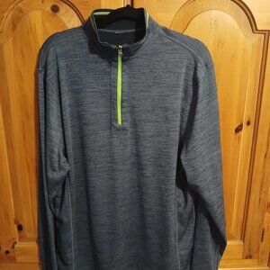 Reebok 1/4 Zip Long Sleeve Pullover Athletic Golf Men's Large Blue/Green